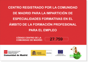 Centro Homologado para impartir certificados de profesionalidad por la comunidad de madrid y la union europea