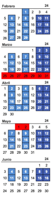 Calendario formativo certificado de profesionalidad 2024